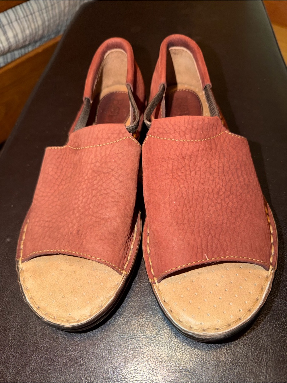 90’s Vintage Born women’s Cove Leather Open Toe Sandal Light Brown Size 9.5 - Picture 2 of 6